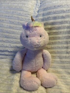 connected apparel Light Pink Unicorn Plush with Rainbow Mane and Gold Horn